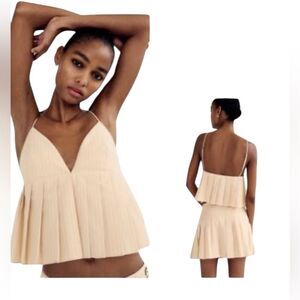 ZARA Pleated Spaghetti straps Top, Size SMALL